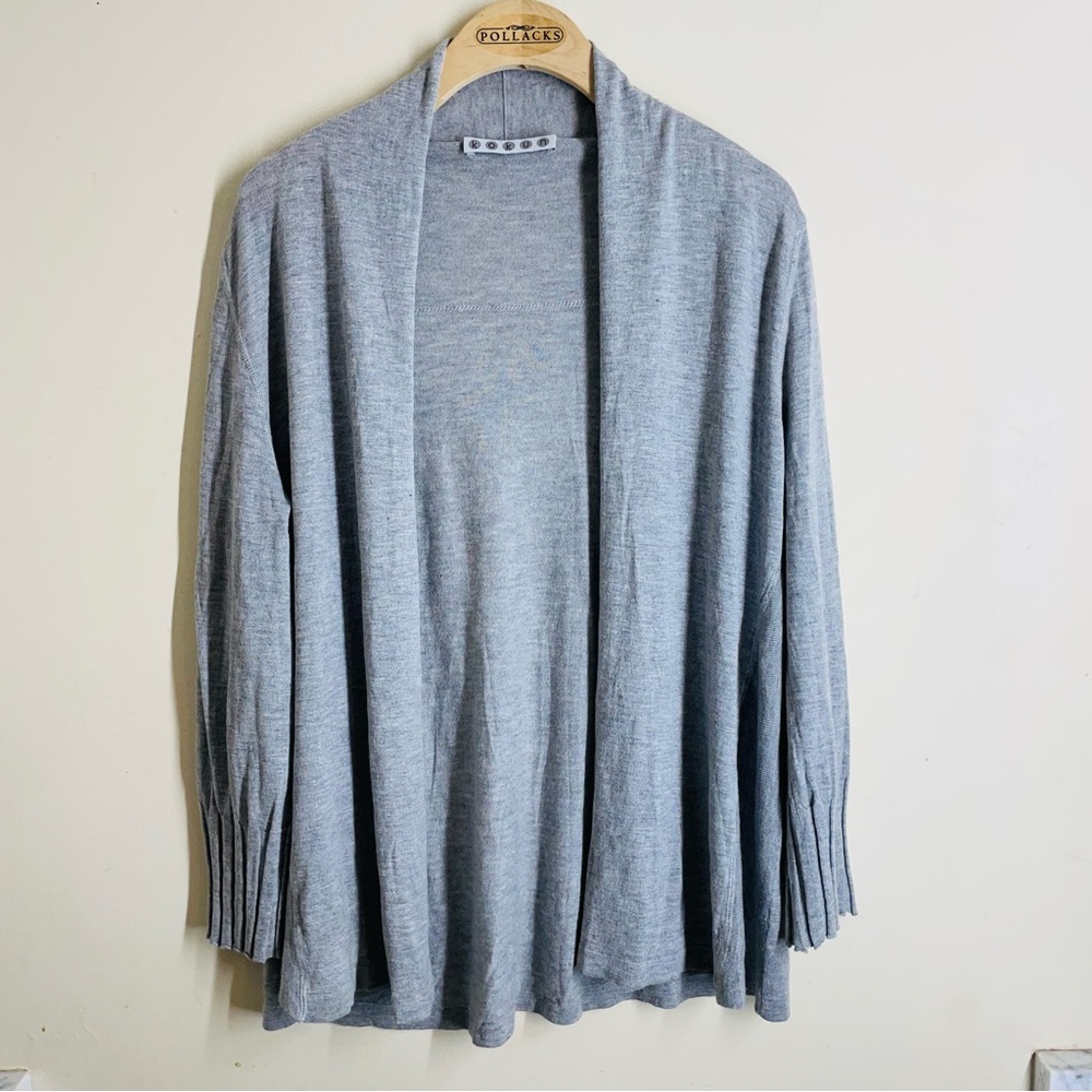 Kokun Bamboo Cashmere Open Front Cardigan Light Grey size M